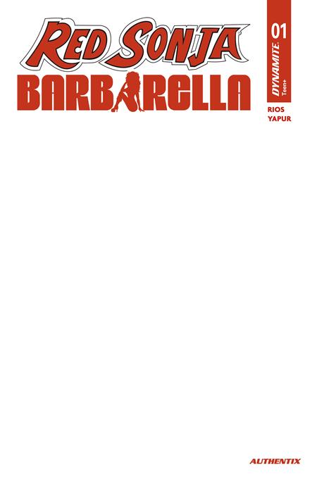 RED SONJA BARBARELLA #1 CVR H BLANK AUTHENTIX VAR