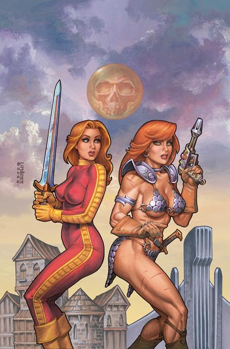RED SONJA BARBARELLA #2 CVR F JOSEPH MICHAEL LINSNER METAL PREMIUM VAR