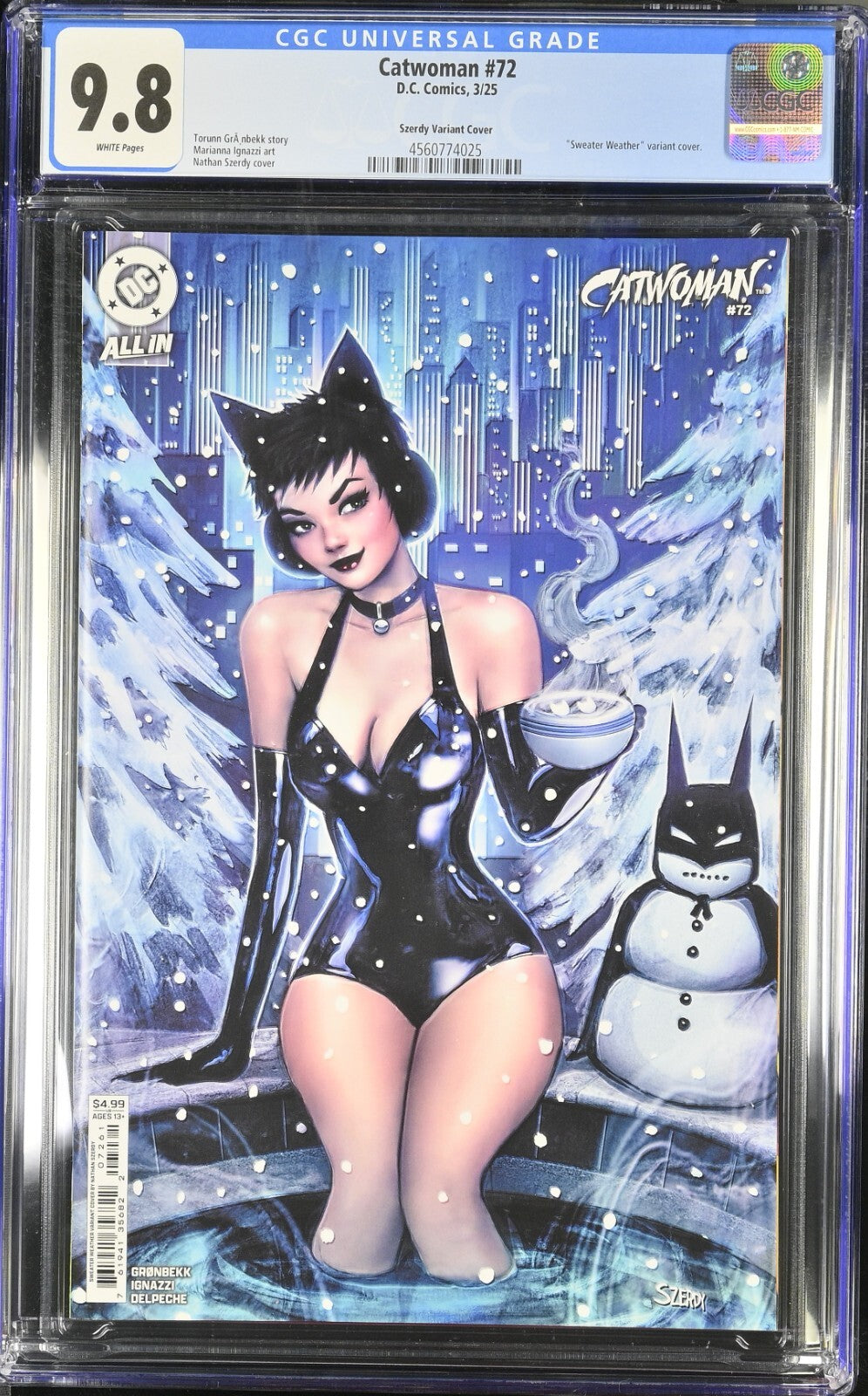 Catwoman #72 CGC 9.8 Nathan Szerdy Sweater Cover D Variant DC Comics 2025