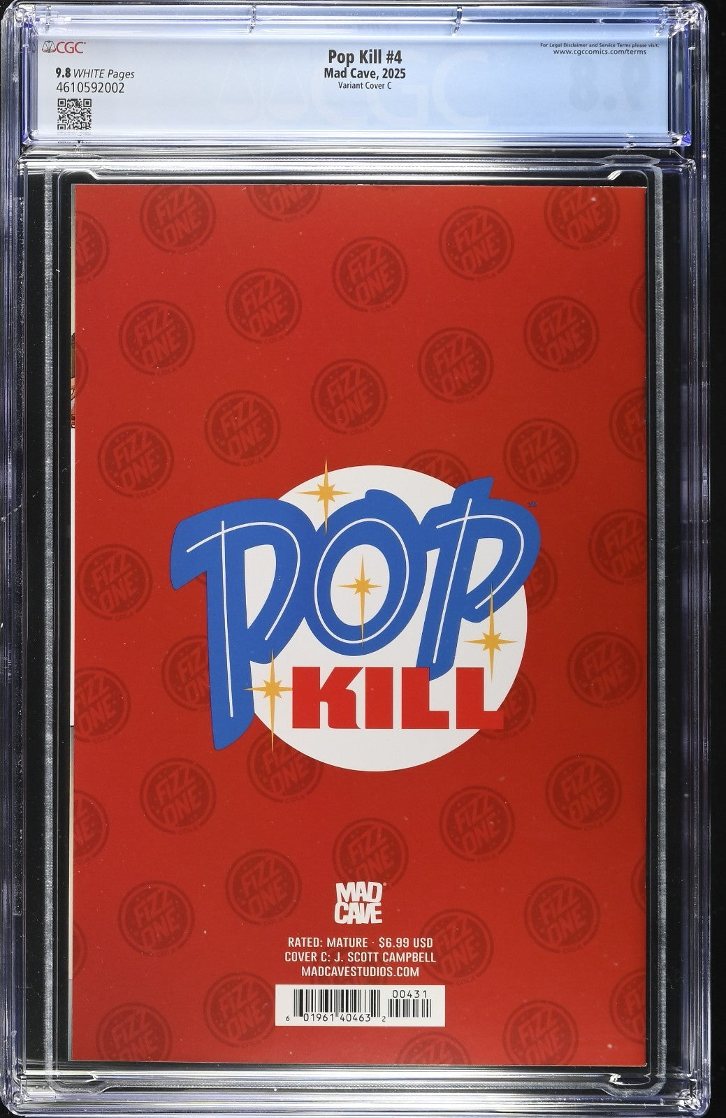 Pop Kill #4 CGC 9.8 J Scott Campbell Cover C Variant Mad Cave 2025