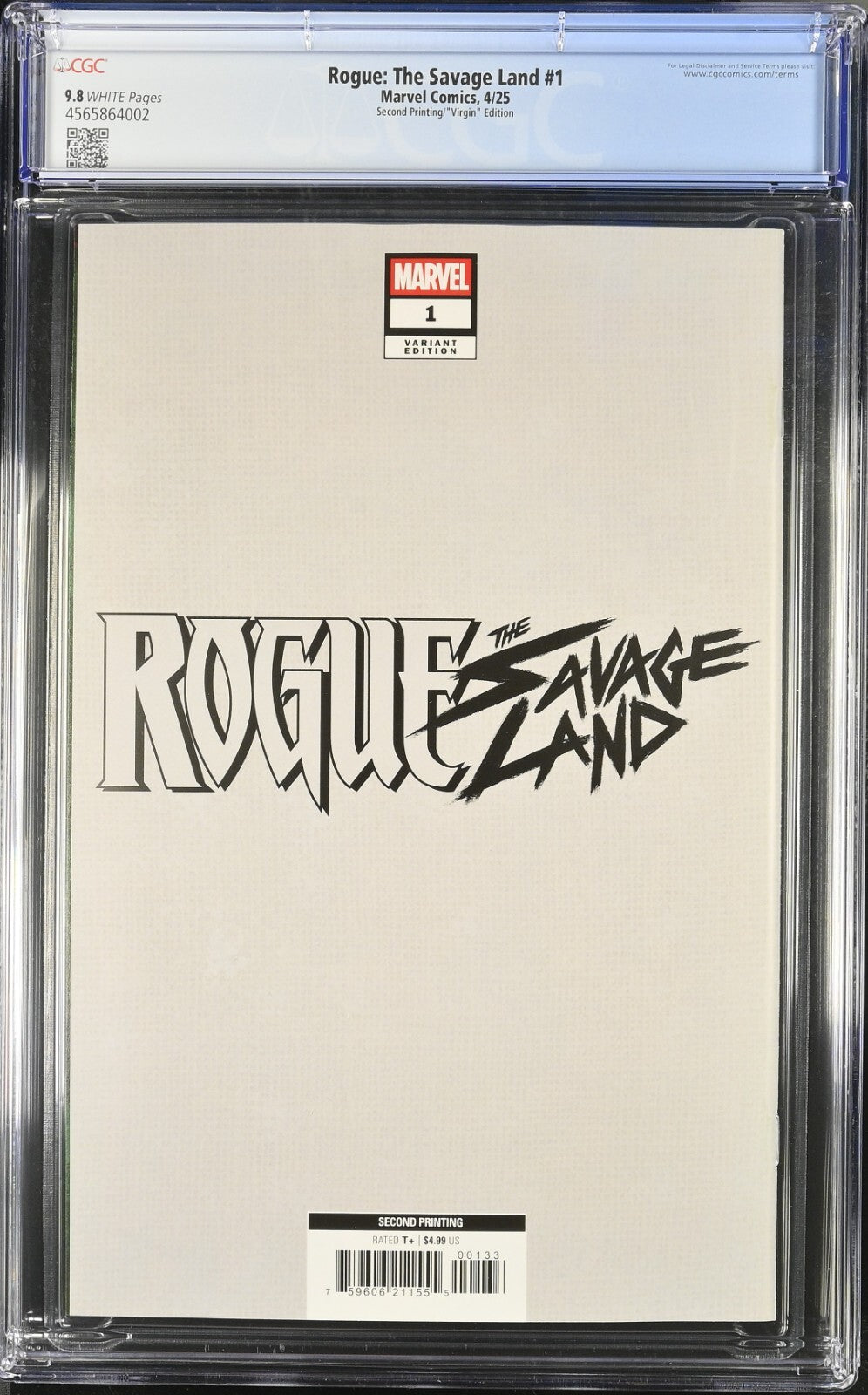 Rogue the Savage Land #1 CGC 9.8 1:25 2nd Print Bradshaw VIRGIN Variant 2025