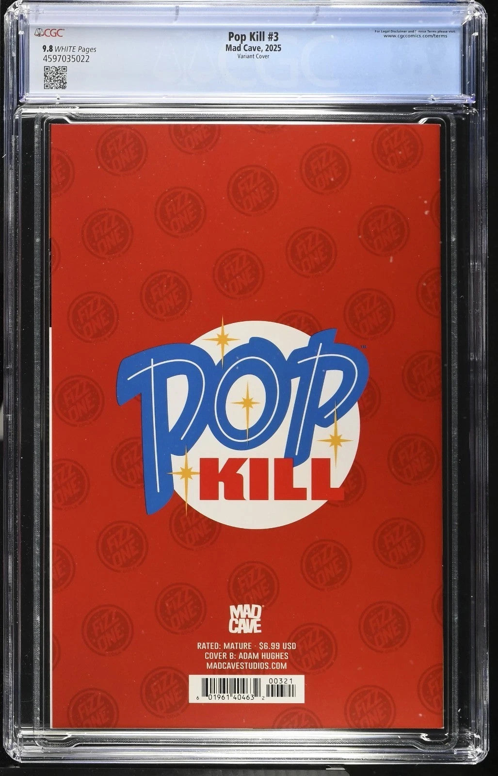 Pop Kill #3 CGC 9.8 Adam Hughes Cover B Variant Mad Cave 2025