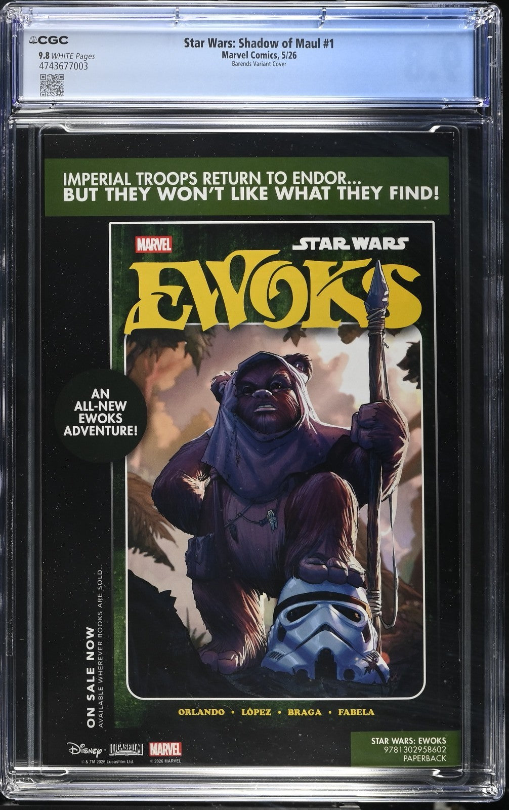 Star Wars Shadow of Maul #1 CGC 9.8 1:25 Bjorn Barends Variant Marvel 2026
