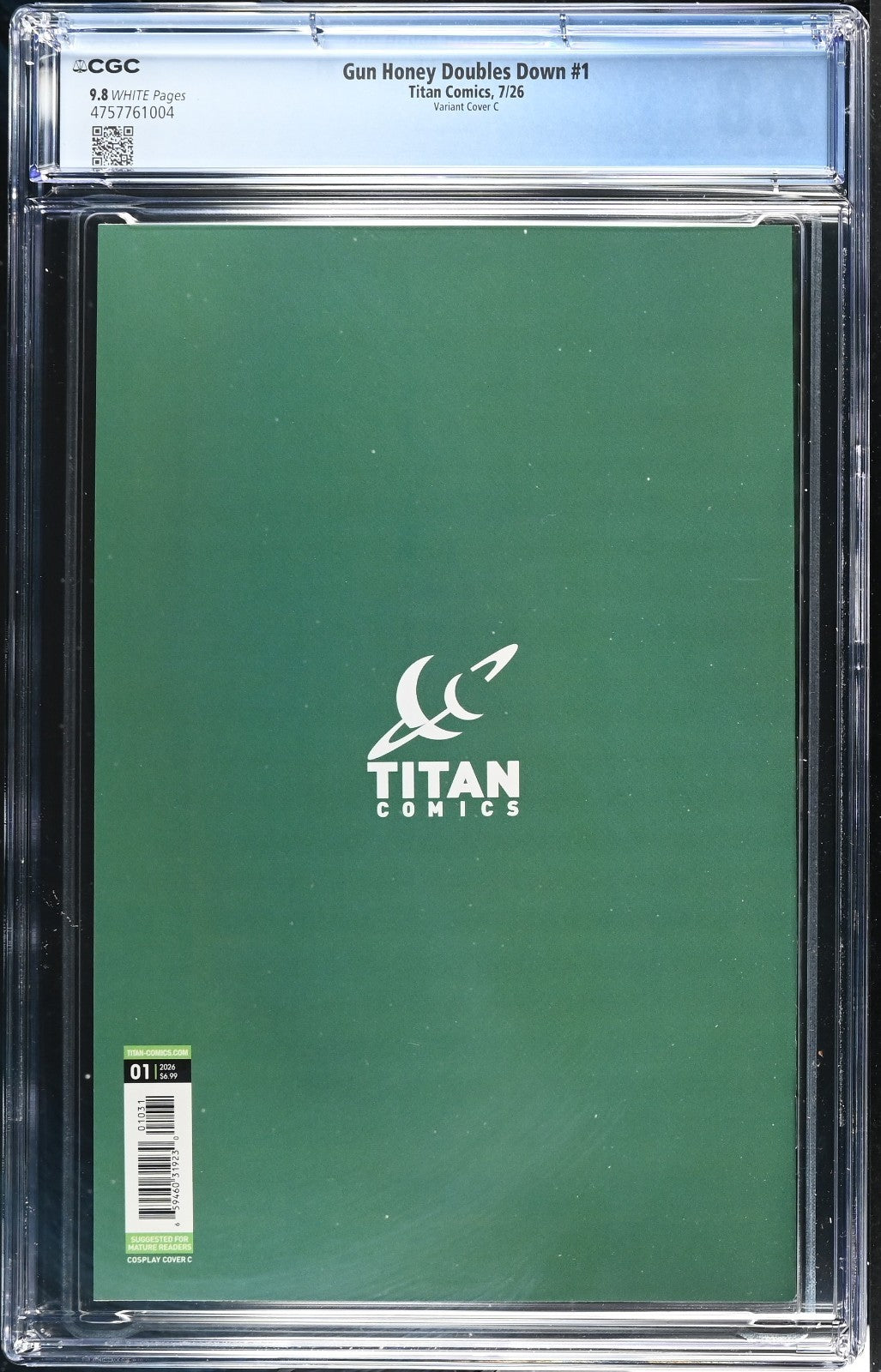 Gun Honey Doubles Down #1 CGC 9.8 Cover C Cosplay Variant Titan Comics 2026