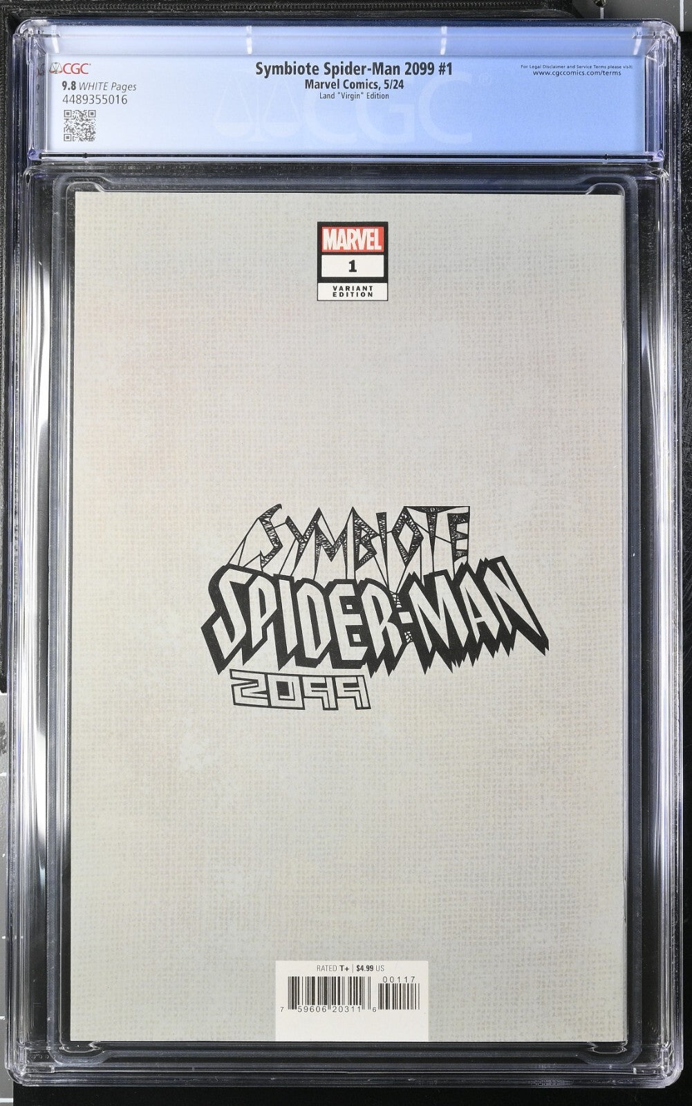 Symbiote Spider-Man 2099 #1 CGC 9.8 1:100 Greg Land VIRGIN Variant 2024