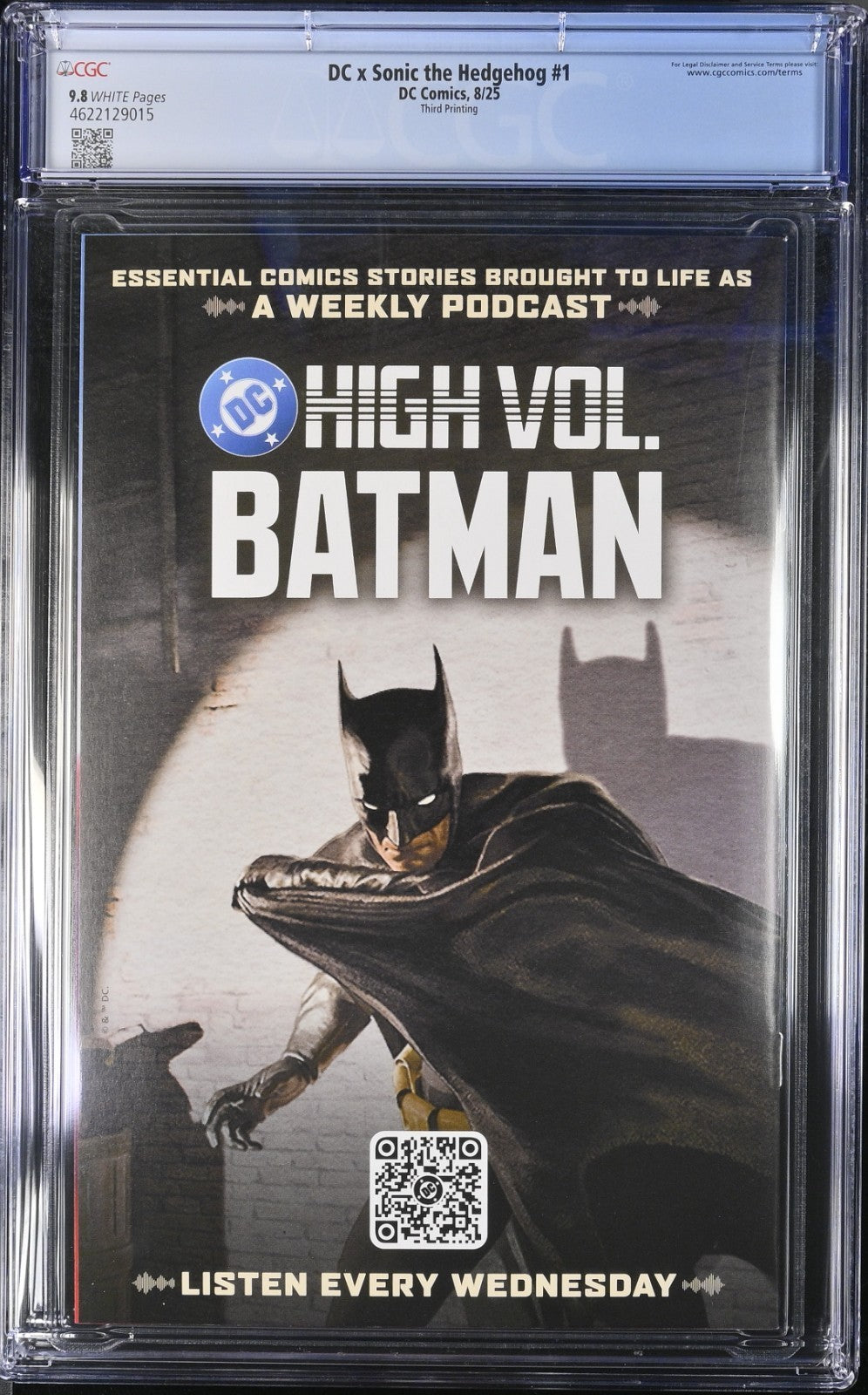 DC X Sonic The Hedgehog #1 CGC 9.8 3rd Print Thomas Batman Variant Comics 2025