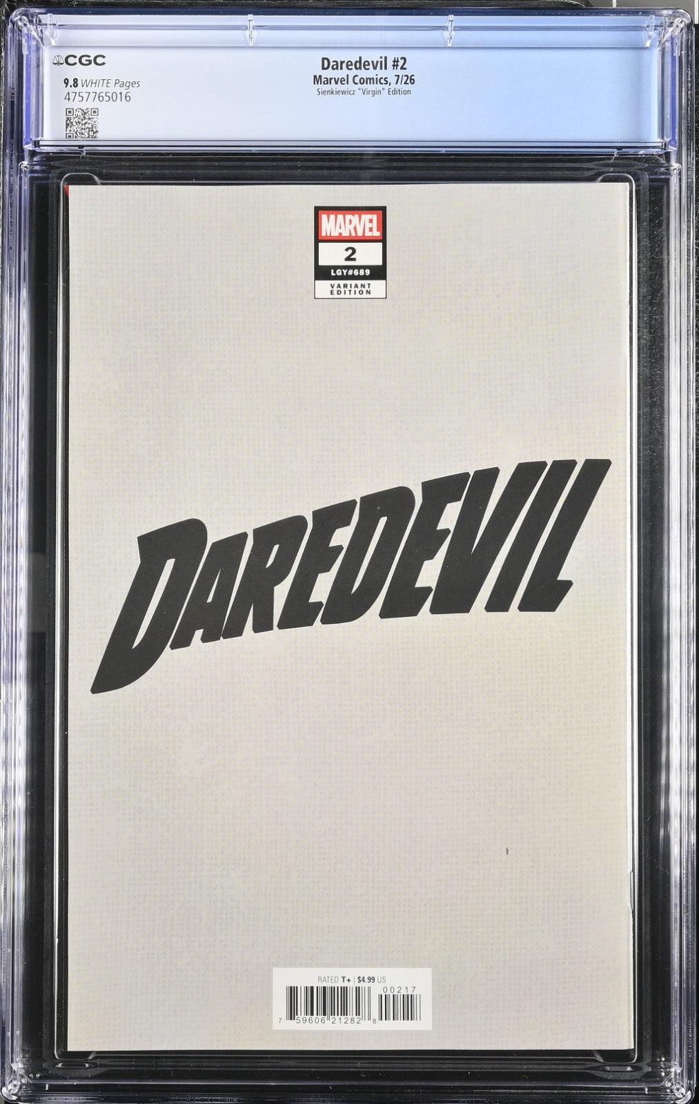 Daredevil #2 CGC 9.8 1:100 Bill Sienkiewicz VIRGIN Variant Marvel Comics 2026