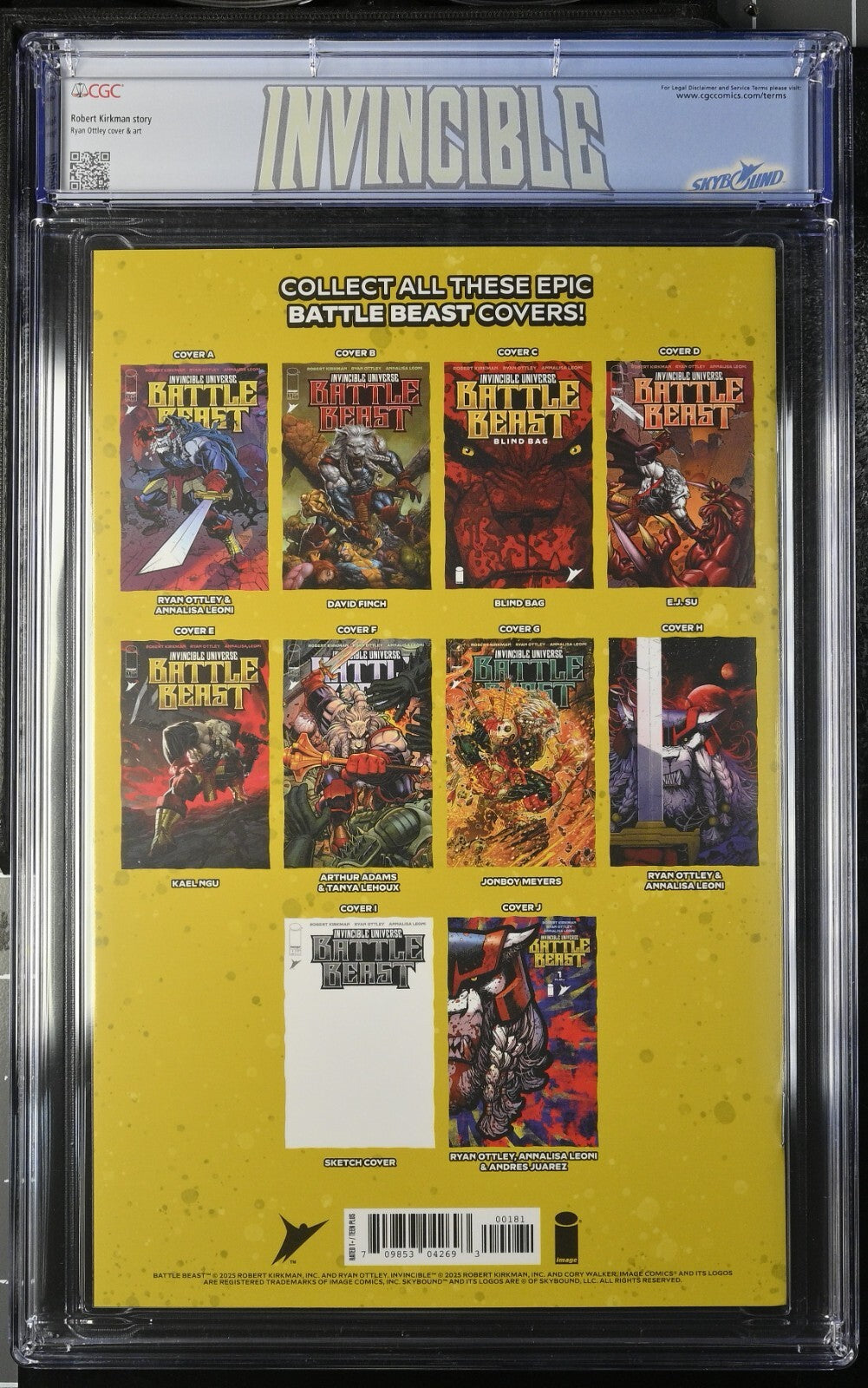 Invincible Universe Battle Beast #1 CGC 9.8 1:1000 Ottley Virgin Foil with Label