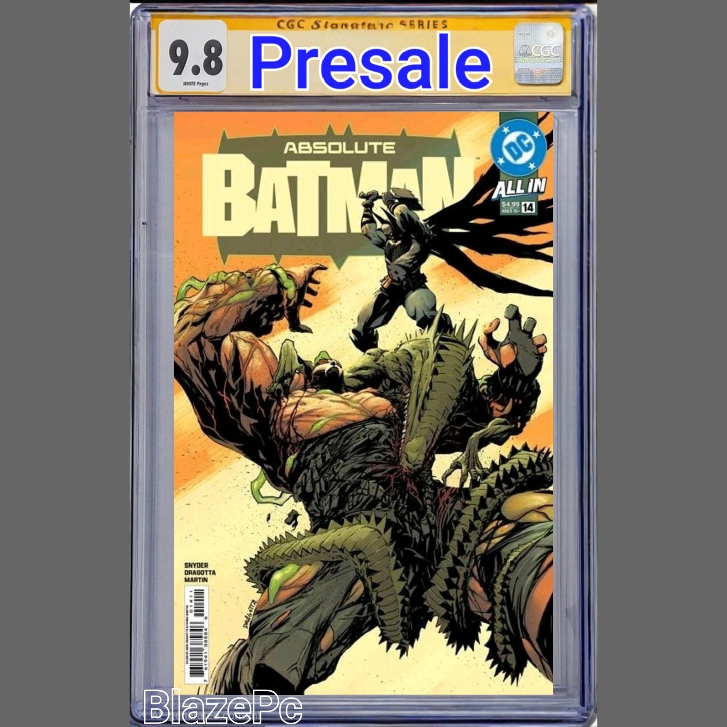 Absolute Batman #14 CGC SS 9.8 A 1st Print SIGNED By Snyder and Dragotta PRESALE