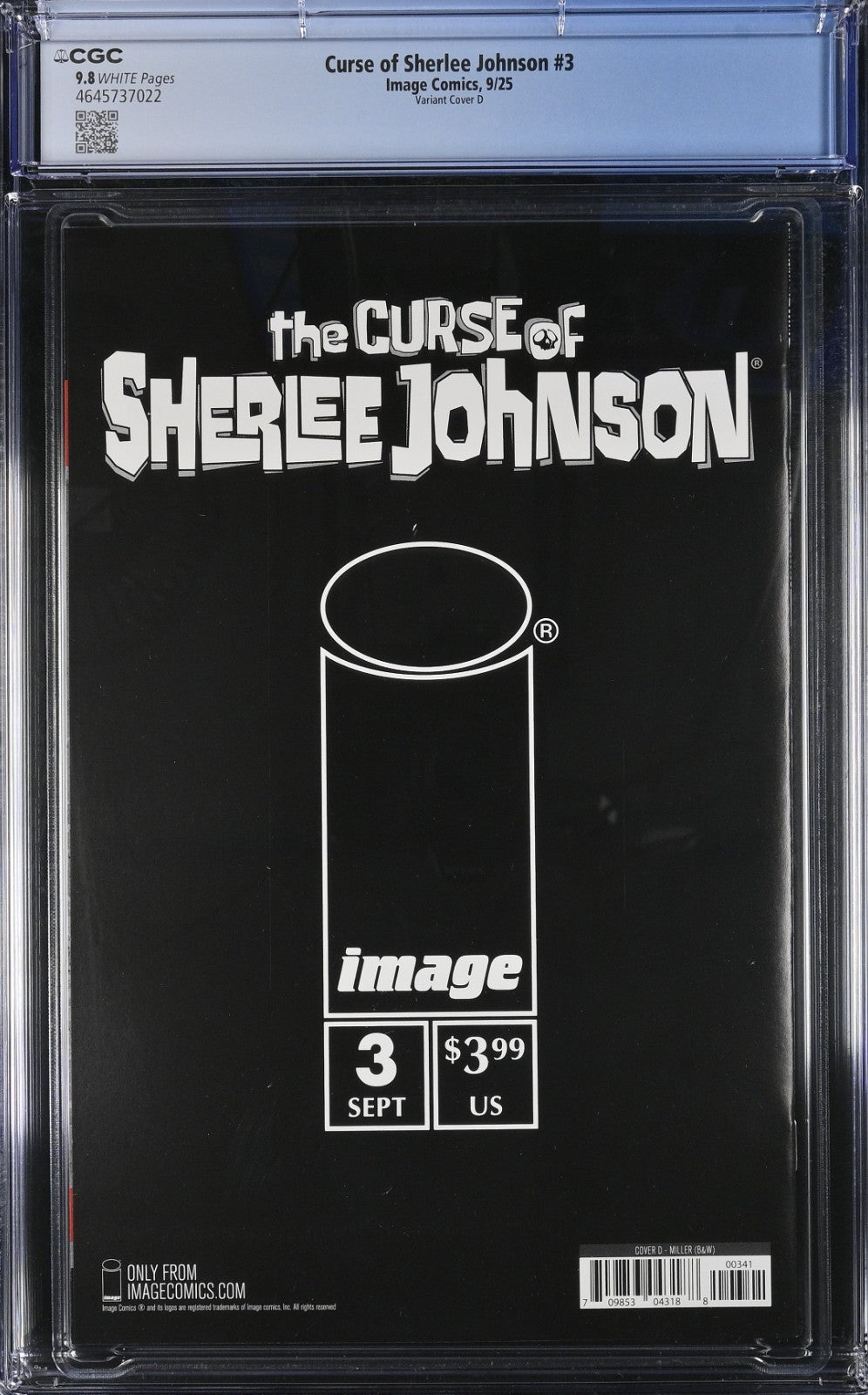 Spawn The Curse of Sherlee Johnson #3 CGC 9.8 1:25 Frank Miller D Sketch Variant