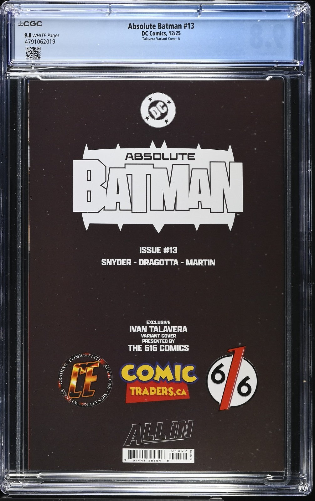Absolute Batman #13 CGC 9.8 Ivan Talavera Trade Variant Catwoman DC 2025