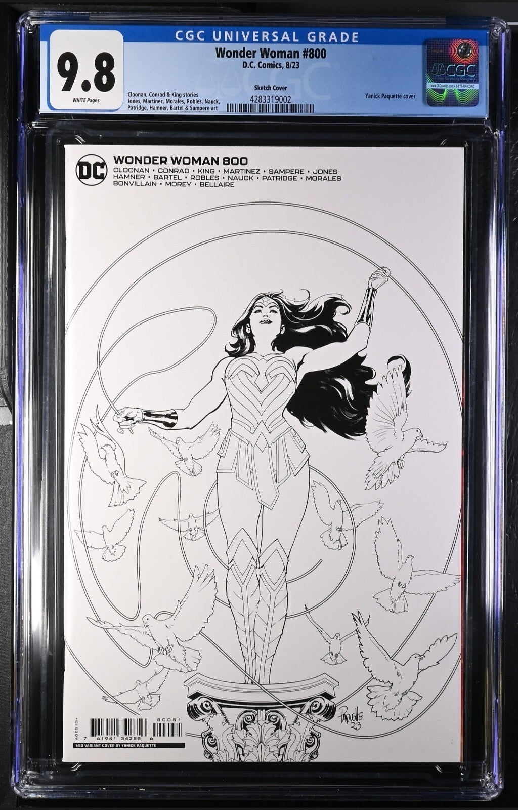 Wonder Woman #800 CGC 9.8 1:50 Paquette Sketch Variant DC 1st App Trinity 2023