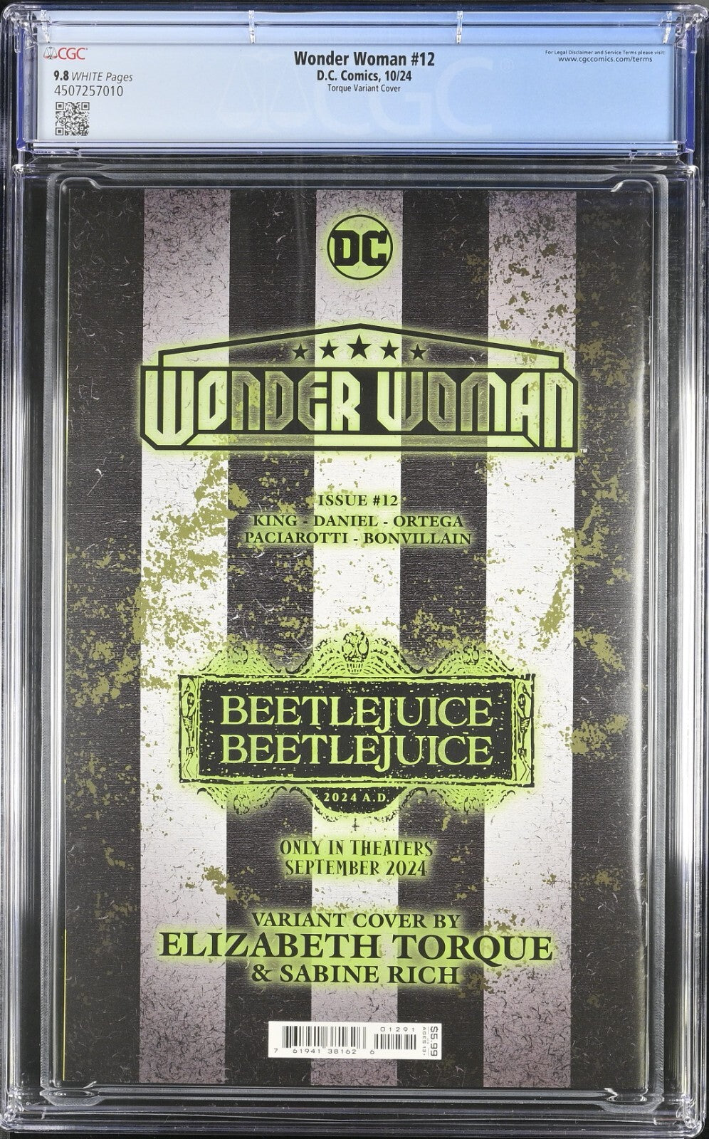 Wonder Woman #12 CGC 9.8 Cover G Elizabeth Torque Beetlejuice Variant In Hand