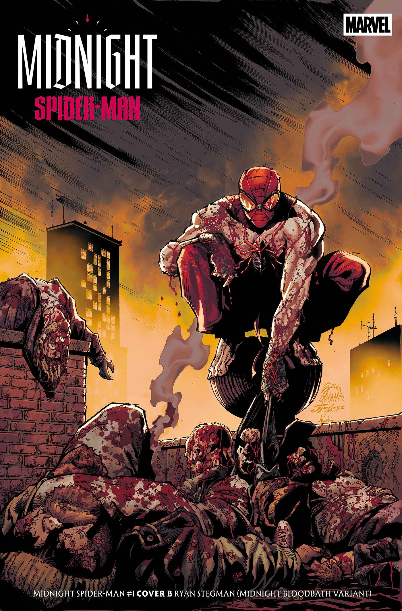 MIDNIGHT SPIDER-MAN #1 COVER B RYAN STEGMAN MIDNIGHT BLOODBATH VARIANT