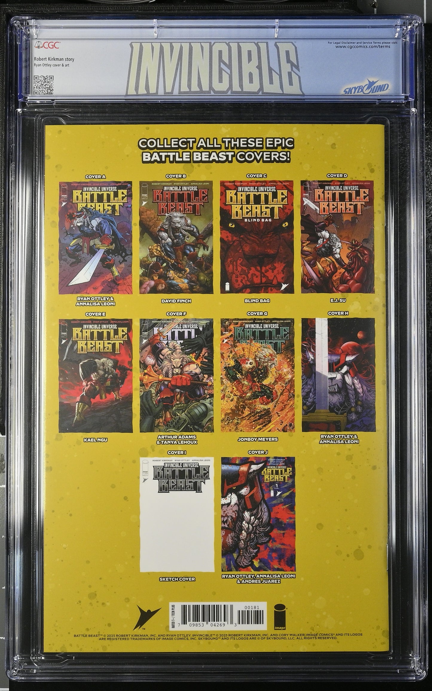 Invincible Universe Battle Beast #1 CGC 9.8 1:1000 Ottley Virgin Foil with Label