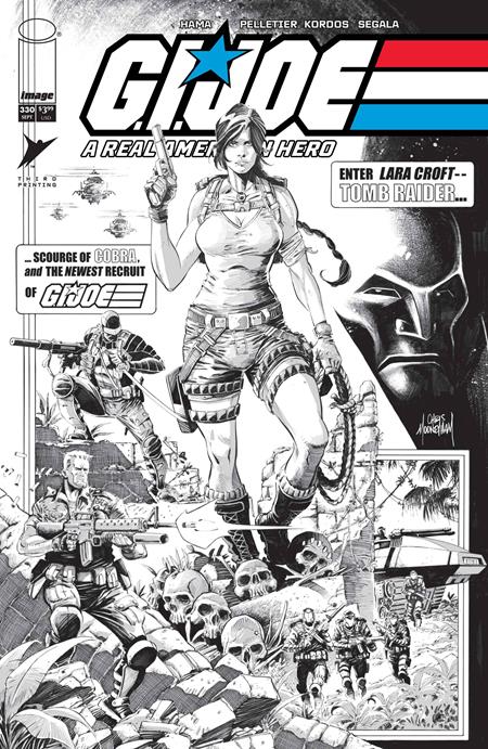 GI JOE A REAL AMERICAN HERO #330 3RD PTG CVR B CHRIS MOONEYHAM B&W VAR