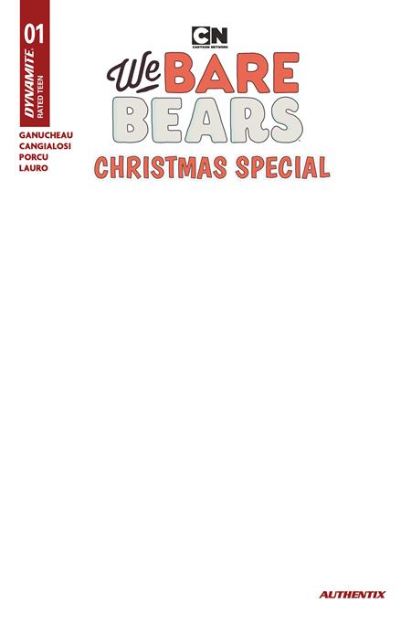 WE BARE BEARS CHRISTMAS SPECIAL #1 (ONE SHOT) CVR E BLANK AUTHENTIX VAR