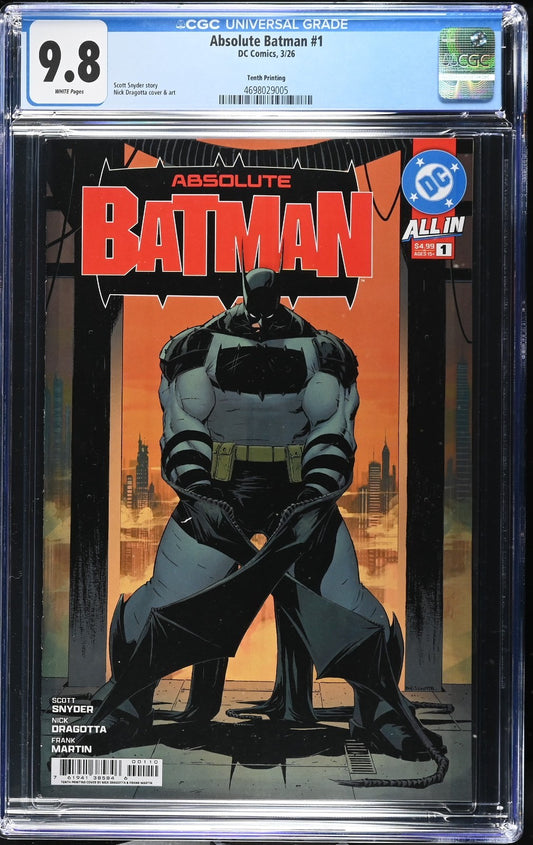 Absolute Batman #1 CGC 9.8 10th Print Cover A Dragotta Variant DC Comics 2026