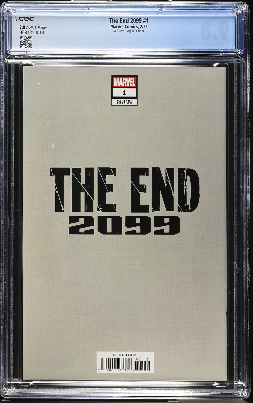 The End 2099 #1 CGC 9.8 1:100 Gabriele Dell Otto VIRGIN Variant Marvel 2025
