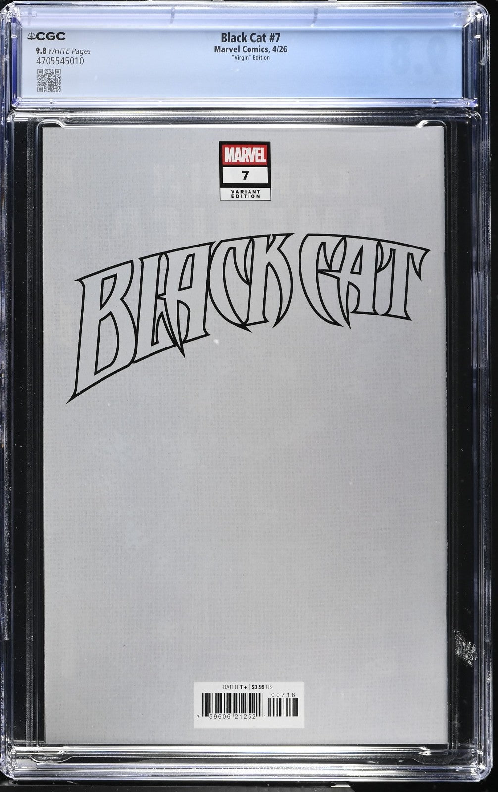 Black Cat #7 CGC 9.8 1:50 Adam Hughes VIRGIN Variant 1st Print Marvel 2026