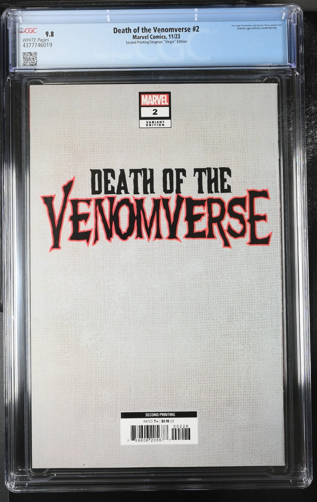 Death of Venomverse #2 CGC 9.8 1:25 2nd Print Stegman VIRGIN Variant Kid Venom