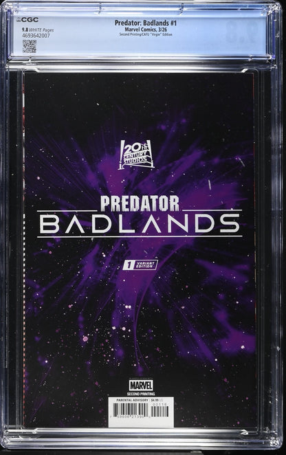 Predator Badlands #1 CGC 9.8 1:25 2nd Print CAFU VIRGIN Variant Marvel 2025