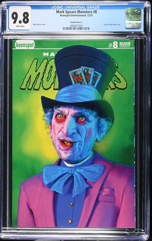 Mark Spears Monsters #8 CGC 9.8 1:500 Glow In Dark Blind Bag Mad Hatter Variant