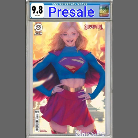 Supergirl #1 CGC 9.8 Artgerm Lau Card Stock Cover B Variant DC 2025 PRESALE