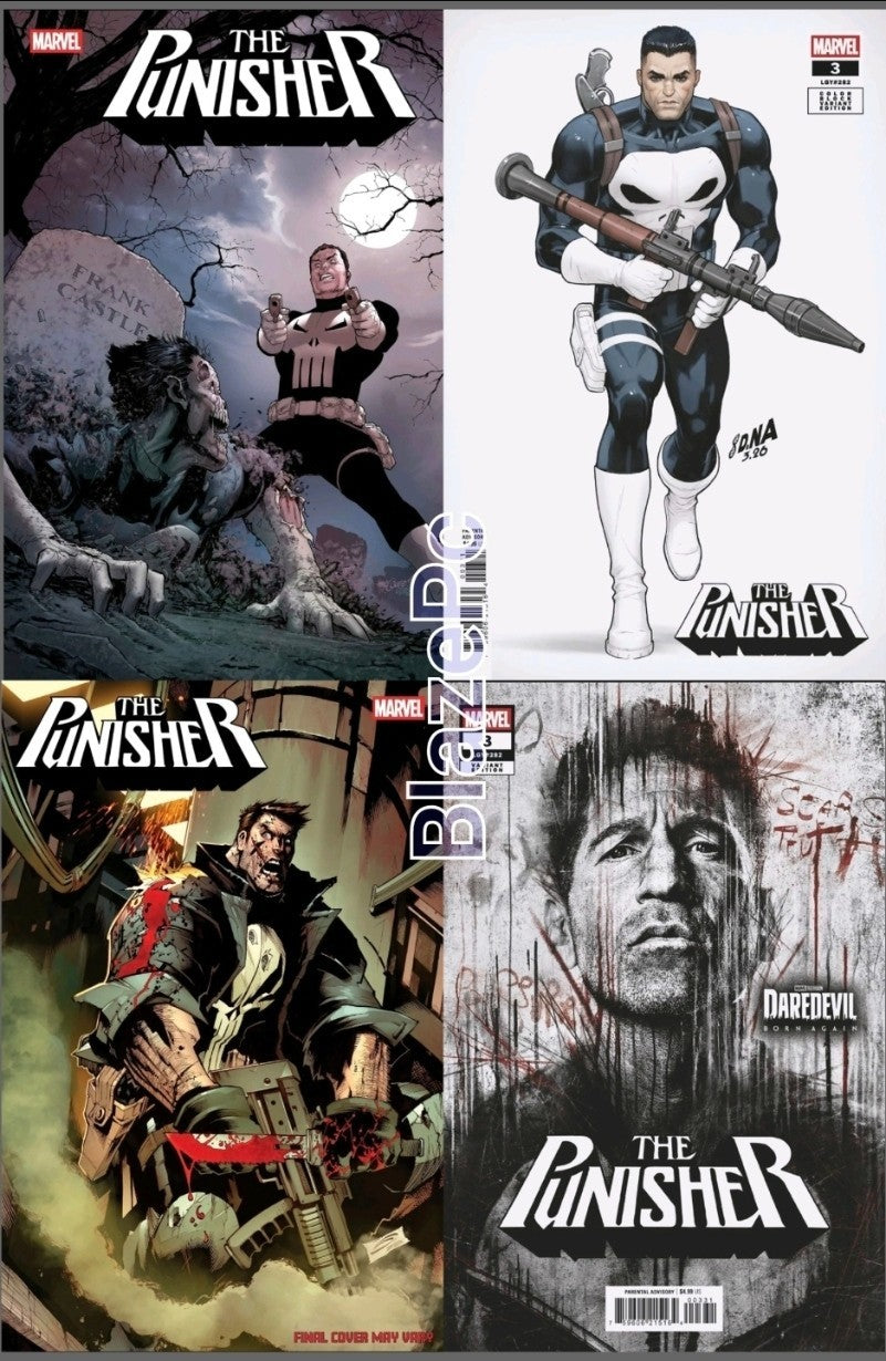 Punisher #3 Cover A B C D Variant Set or 1:25 Options Marvel 2026 Presale 4/29