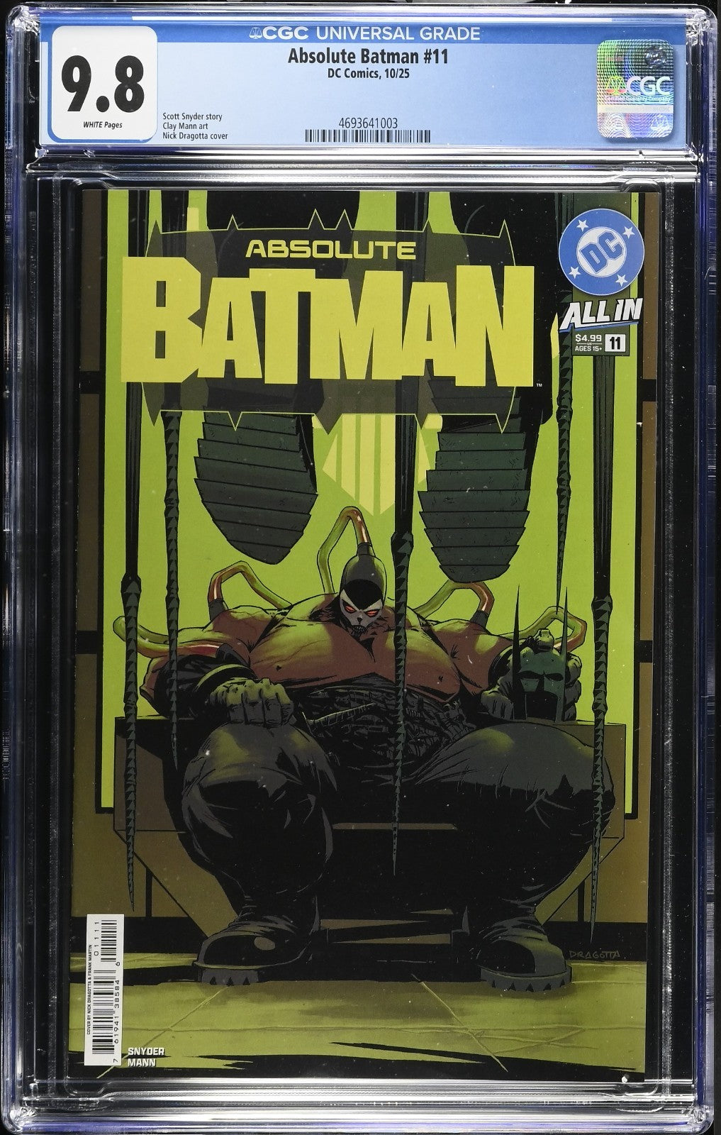 Absolute Batman #11 CGC 9.8 Cover A Dragotta 1st Print Bane DC Comics 2025