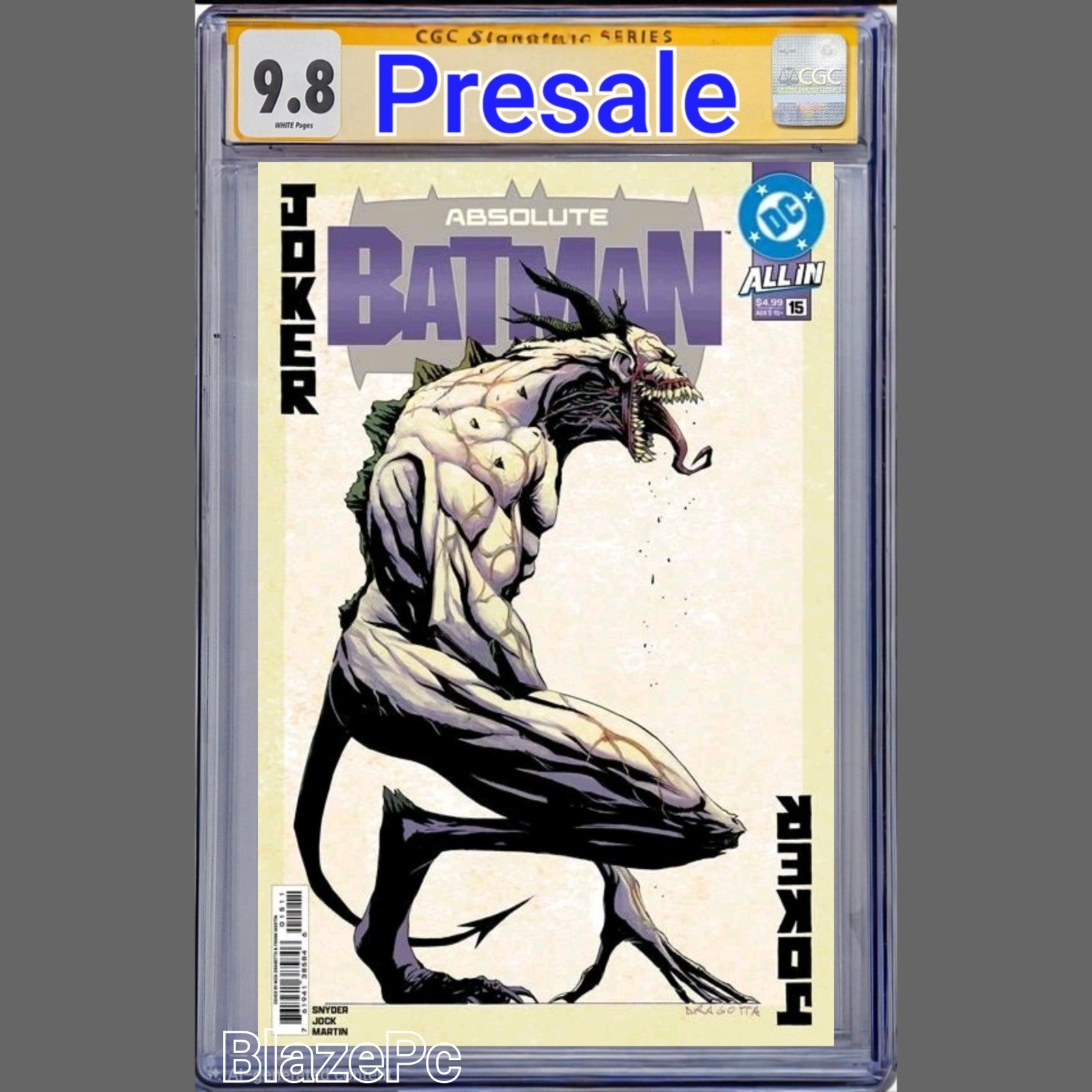 Absolute Batman #15 CGC SS 9.8 SIGNED By Snyder Dragotta and Jock PRESALE