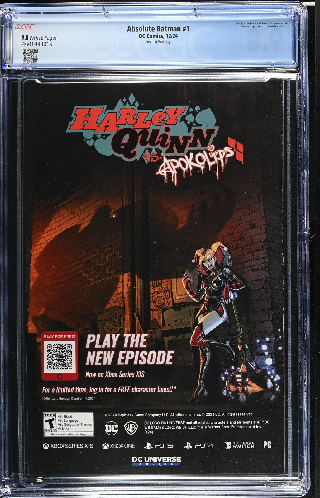 Absolute Batman #1 CGC 9.8 2nd Print Cover A Nick Dragotta DC Comics 2024