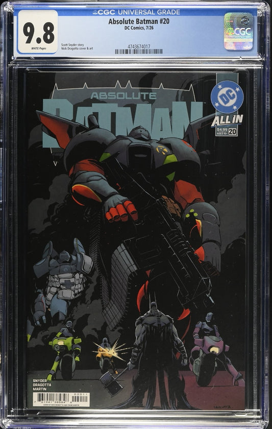 Absolute Batman #20 CGC 9.8 1st Print Cover A Nick Dragotta Robin DC 2026