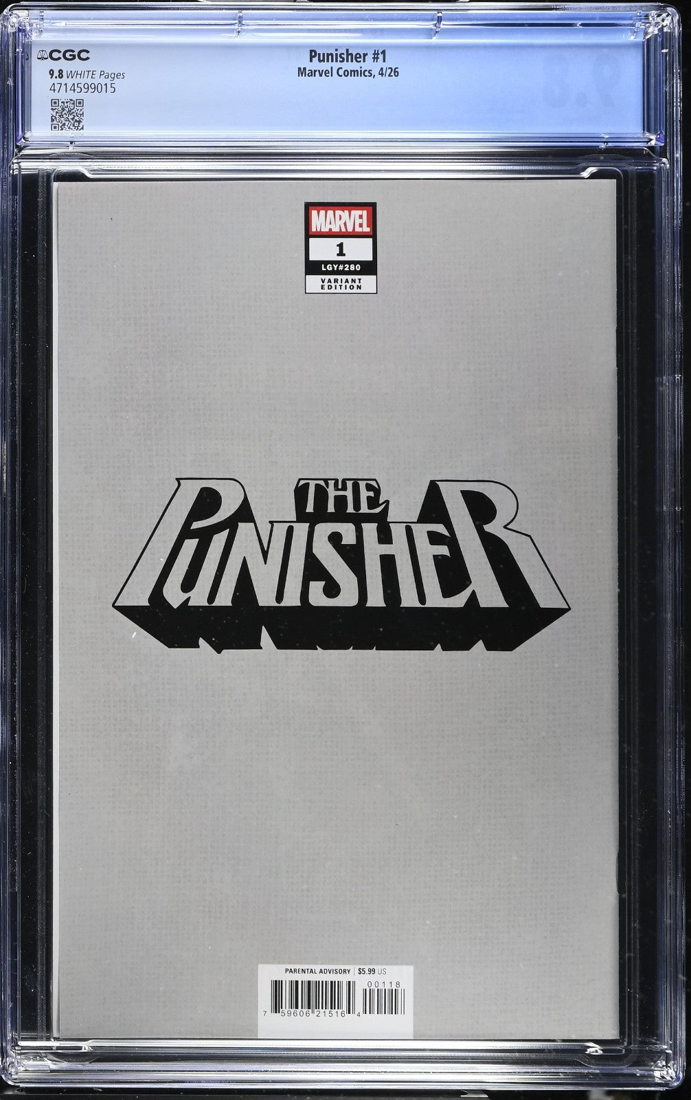Punisher #1 CGC 9.8 1:100 David Marquez VIRGIN Variant Marvel 2026