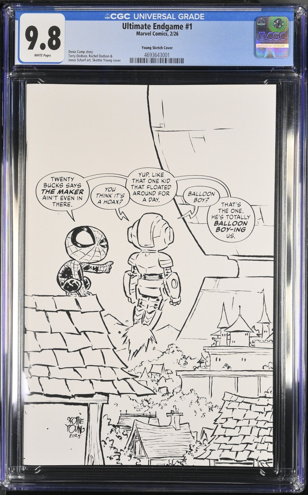 Ultimate Endgame #1 CGC 9.8 1:100 Skottie Young Sketch VIRGIN Variant Marvel