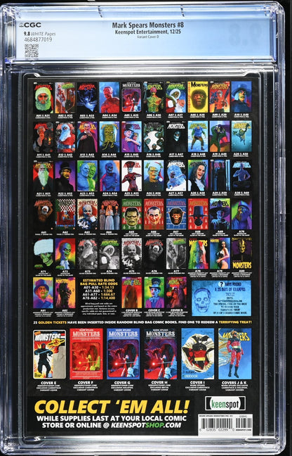 Mark Spears Monsters #8 CGC 9.8 1:1000 Metal Blind Bag Headless Horseman Variant