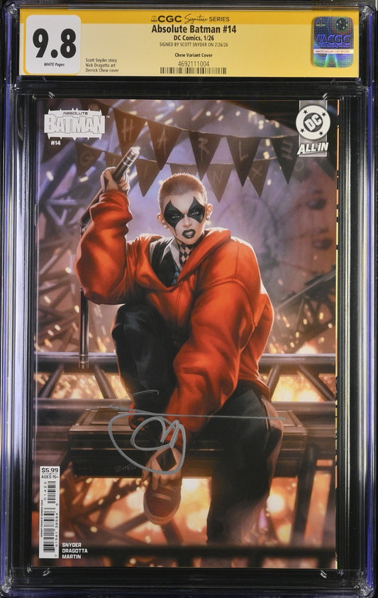 Absolute Batman #14 SS CGC 9.8 Chew Cover F Quinn Variant Signed By Snyder DC