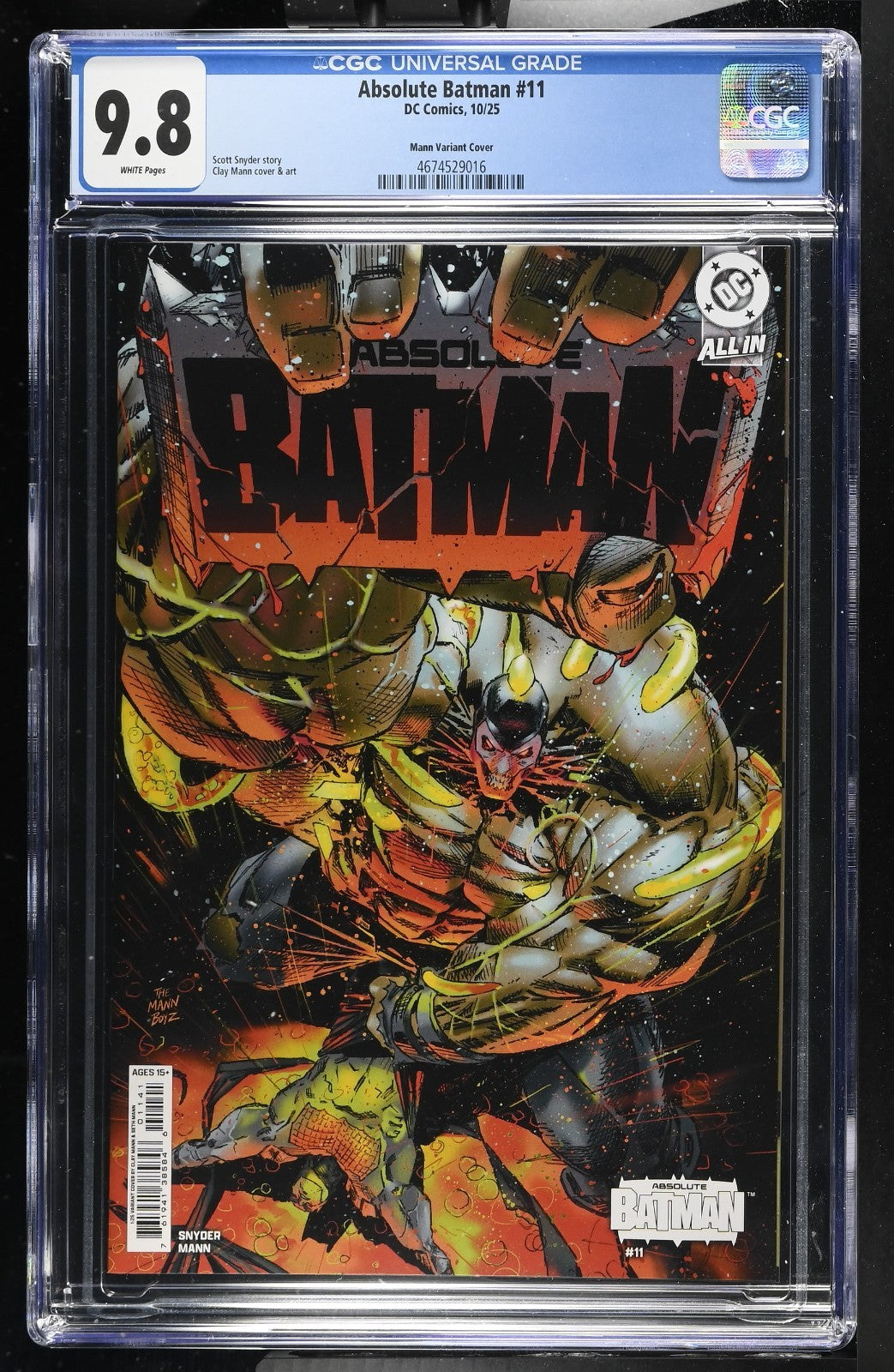 Absolute Batman #11 CGC 9.8 1:25 Clay Mann Incentive Variant DC Comics 2025