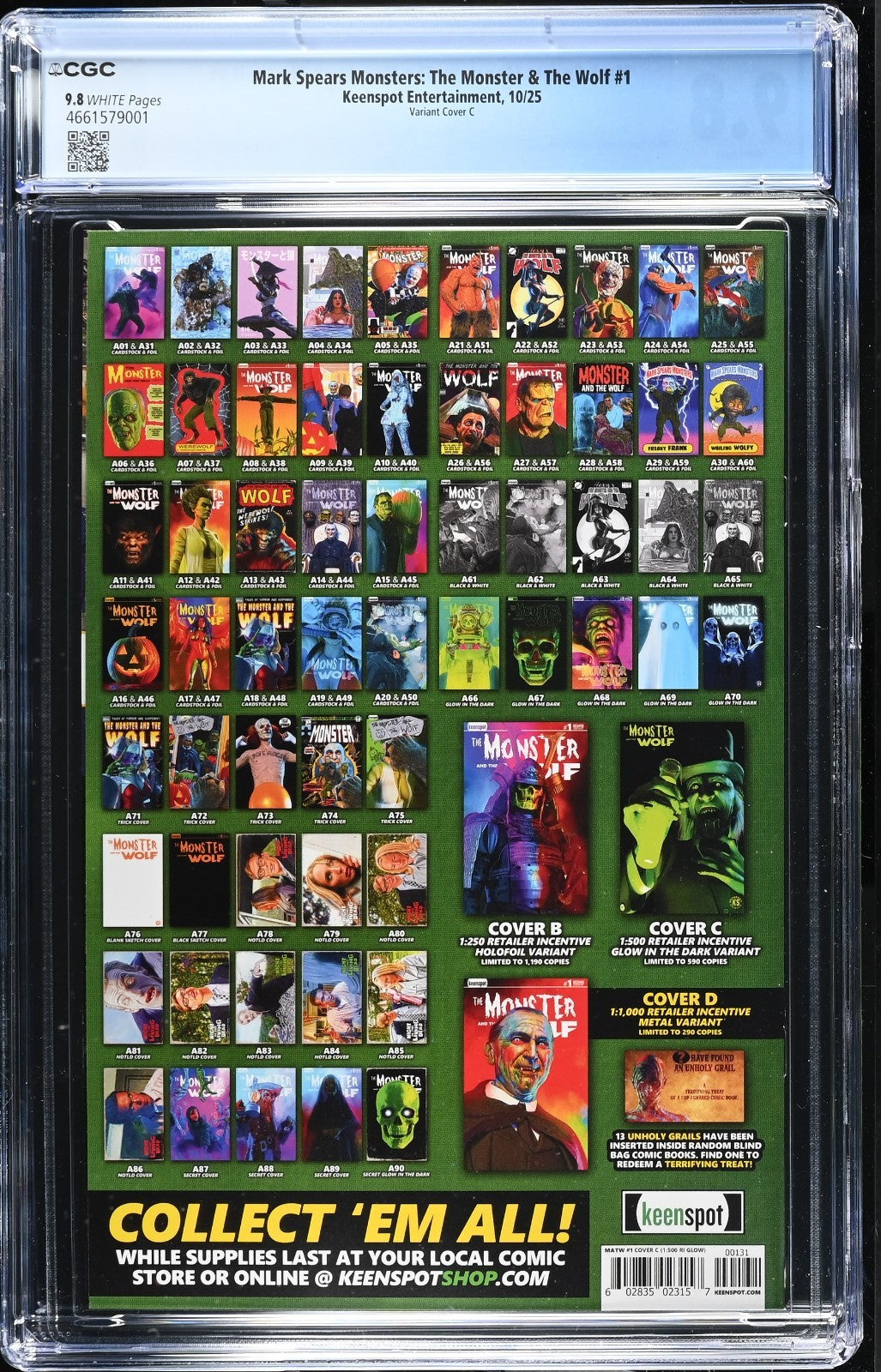 Mark Spears Monster & The Wolf #1 CGC 9.8 1:500 Glow In Dark Blind Bag In Hand
