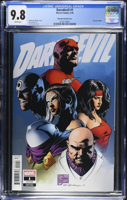 Daredevil #1 CGC 9.8 1:1000 Joe Quesada Variant 1st Print Marvel Comics 2026