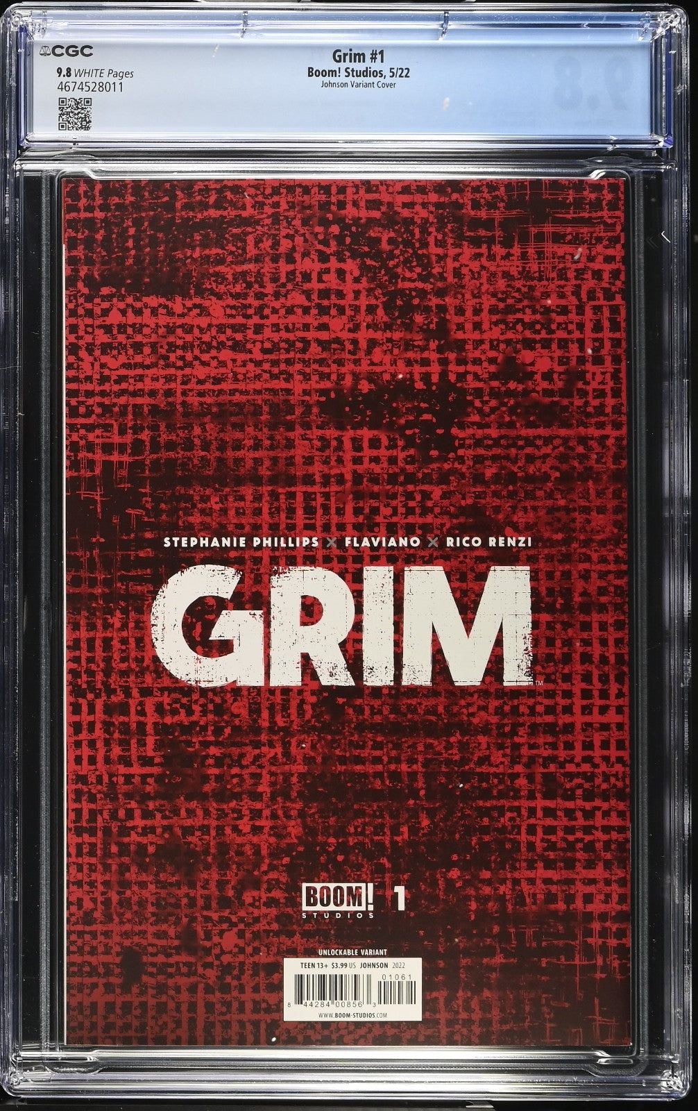 Grim #1 CGC 9.8 Dave Johnson One Per Store VIRGIN Variant Boom! Studios 2022