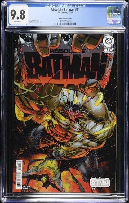 Absolute Batman #11 CGC 9.8 1:25 Clay Mann Incentive Variant DC Comics 2025