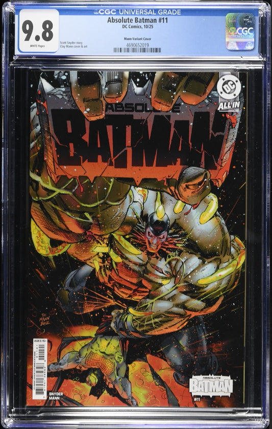 Absolute Batman #11 CGC 9.8 1:25 Clay Mann Incentive Variant DC Comics 2025