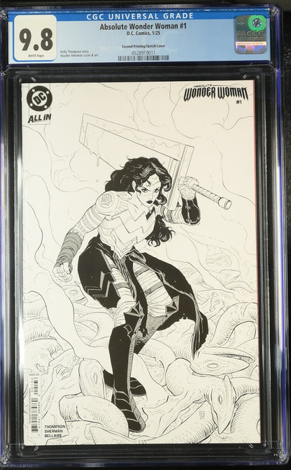 Absolute Wonder Woman #1 CGC 9.8 1:25 2nd Print Sherman Sketch Variant DC 2025