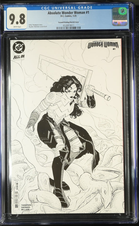 Absolute Wonder Woman #1 CGC 9.8 1:25 2nd Print Sherman Sketch Variant DC 2025