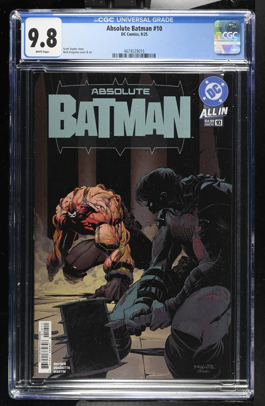 Absolute Batman #10 CGC 9.8 Nick Dragotta Cover A Variant Bane DC Comics 2025