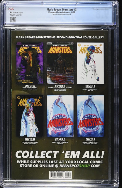 Mark Spears Monsters #3 CGC 9.8 1:20 2nd Print Swamp Thing Variant 2025
