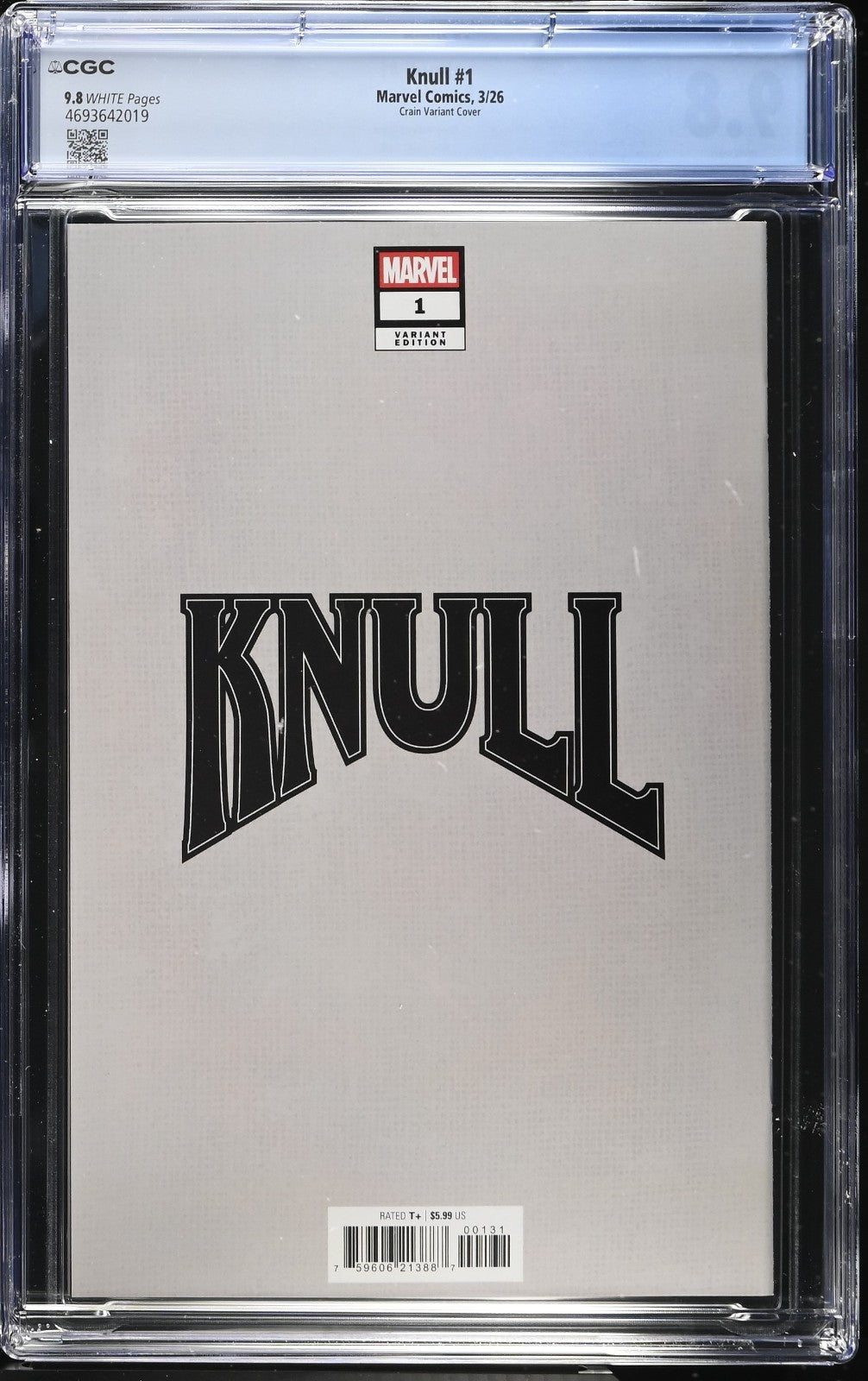 Knull #1 CGC 9.8 Clayton Crain Variant 1st Print Marvel Comics 2025