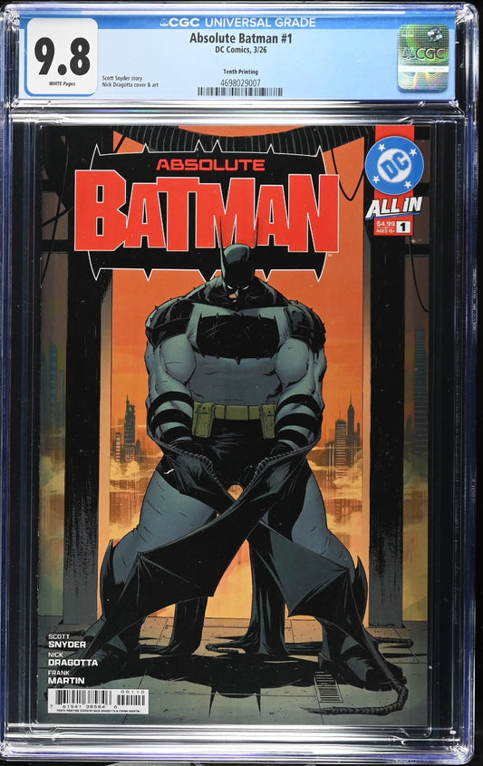Absolute Batman #1 CGC 9.8 10th Print Cover A Dragotta Variant DC Comics 2026