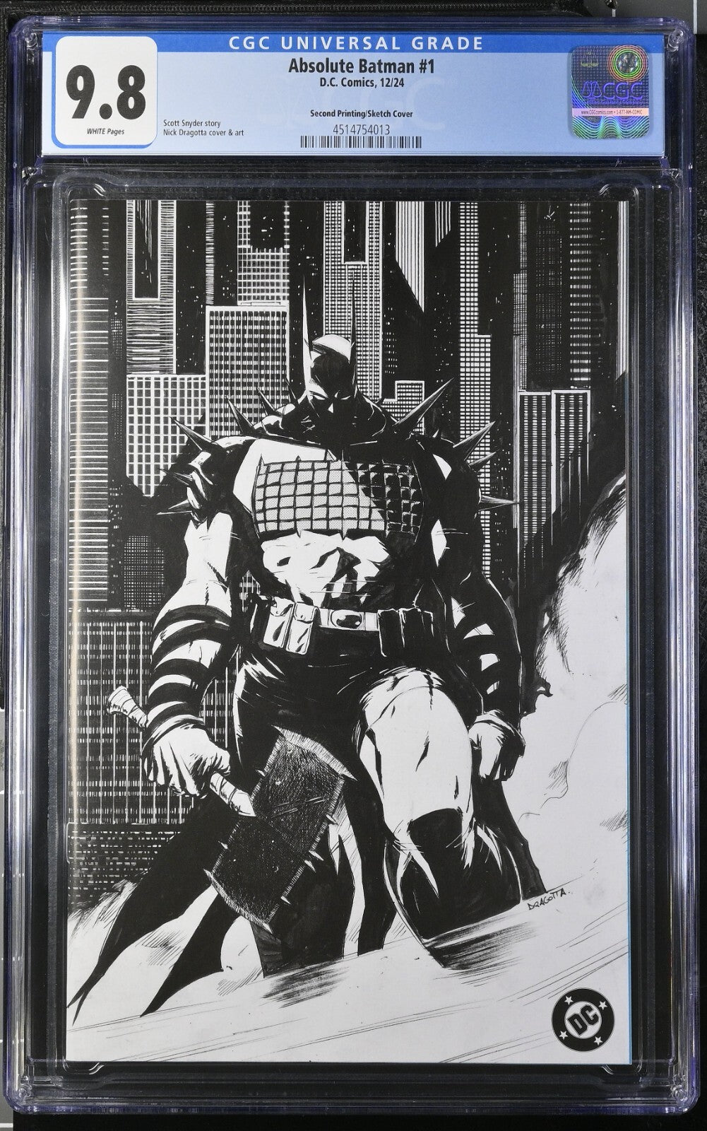 Absolute Batman #1 CGC 9.8 1:25 2nd Print Dragotta Inks Variant DC Comics 2024